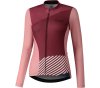 SHIMANO W'S KAEDE PRINTED LS JERSEY PINK/BLUE STRIPE ((W'S) XXL) XXL